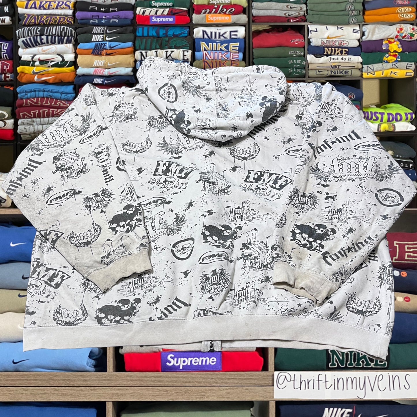 FMF skater all over print full zip hoodie
