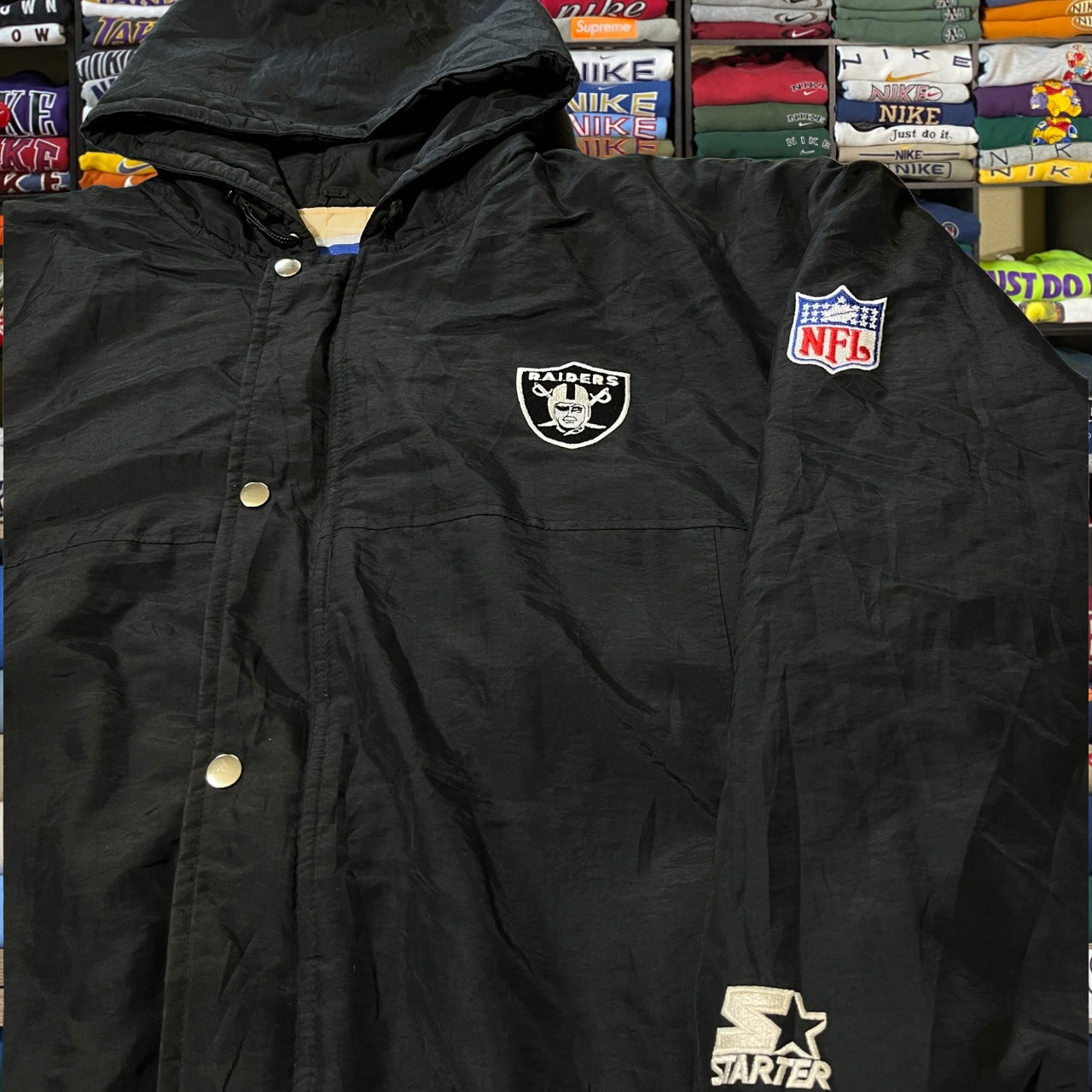 90s oakland raiders starter puffer jacket