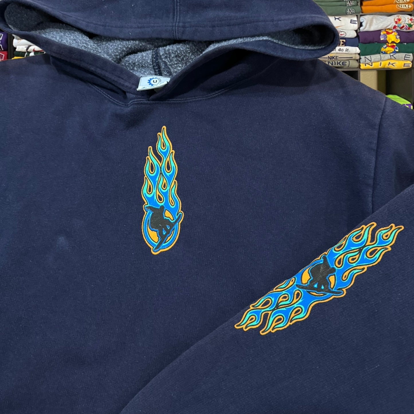 90s surfer skater hoodie flame