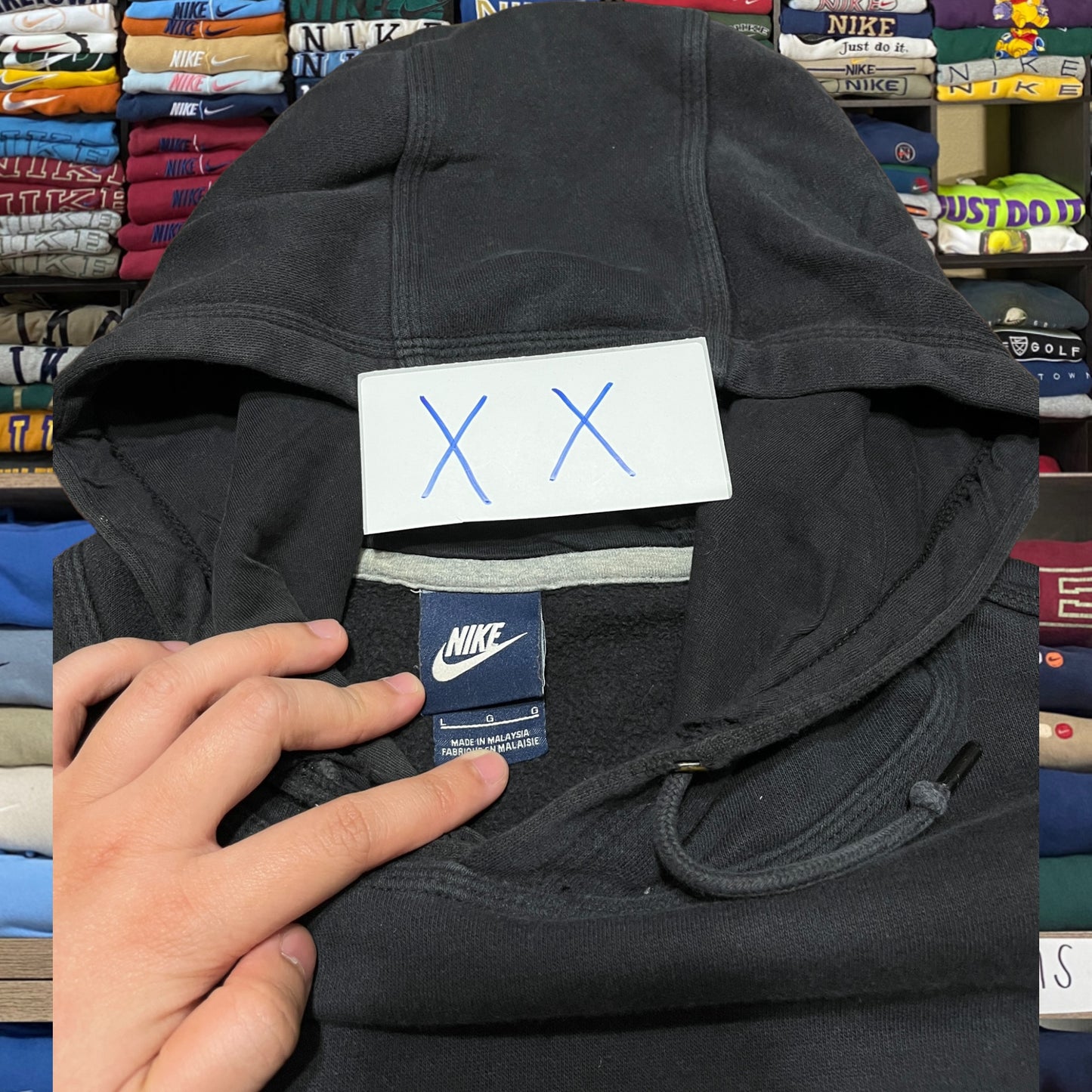 black nike hoodie (large)