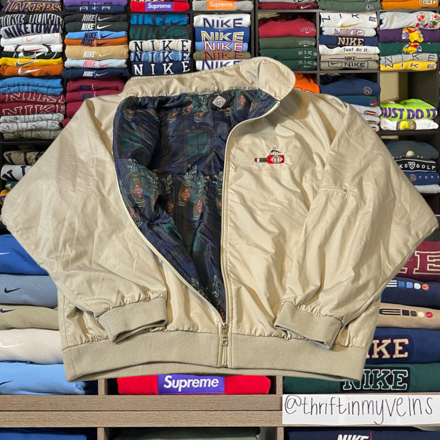90s tobasco sauce dad jacket