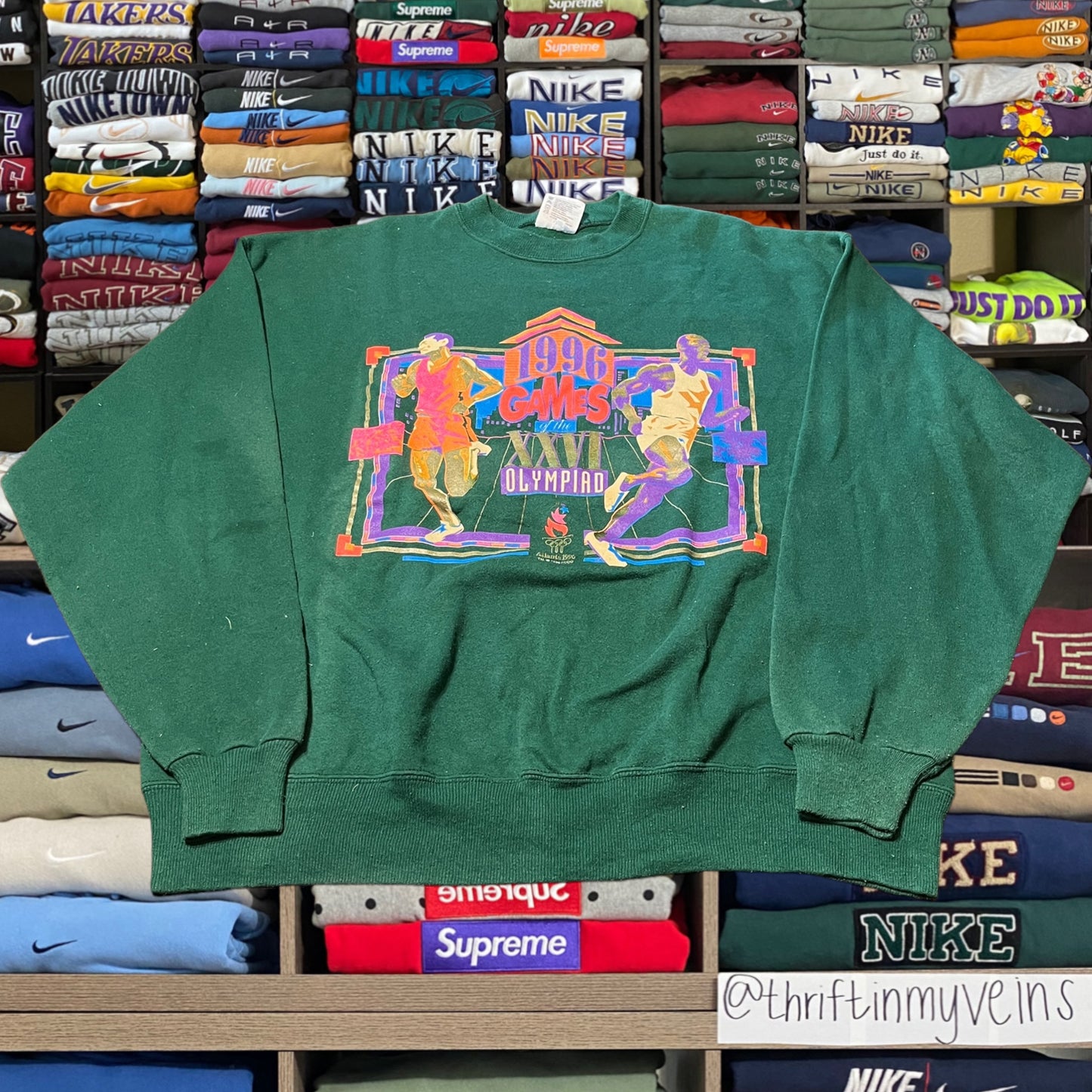 90s green Olympics sweater