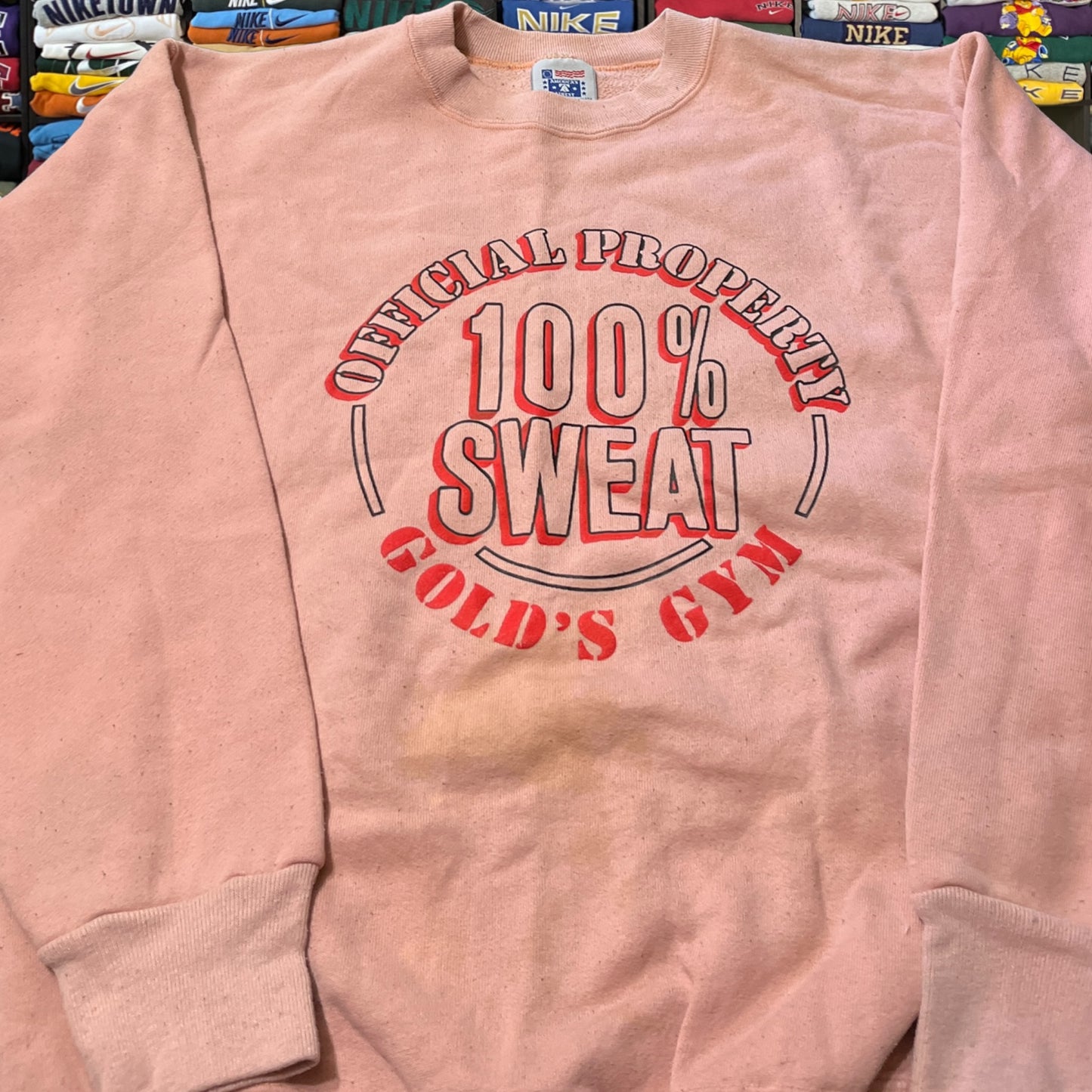 90s gold’s gym pink sweater