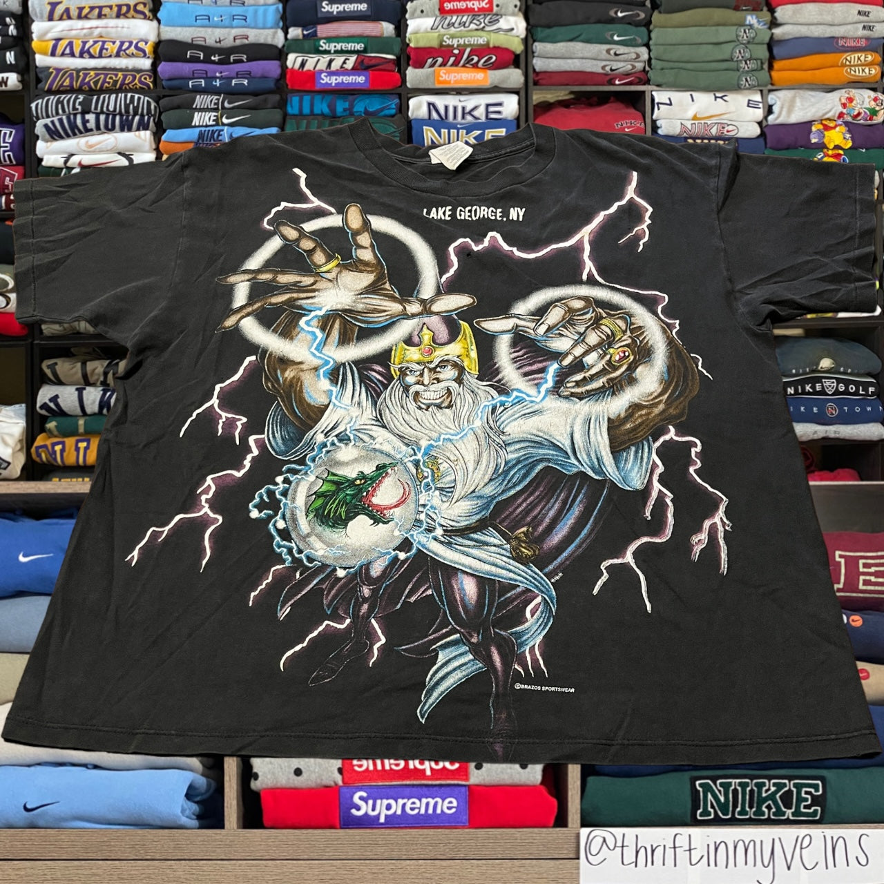 Vintage 90s american thunder wizard lightning shirt