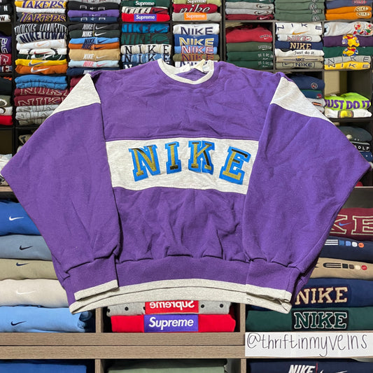 90s Nike spelled out color block sweater