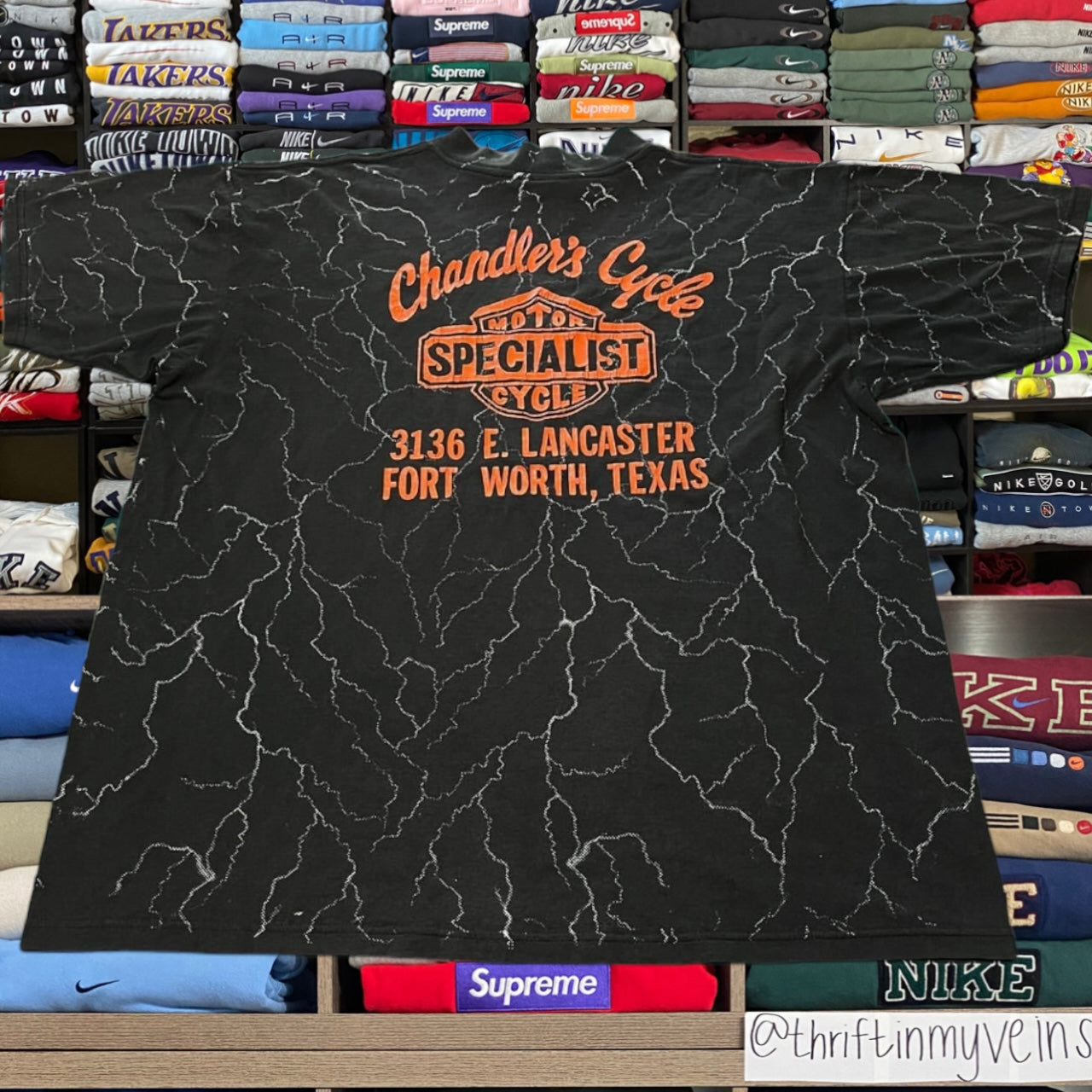 90s 3D emblem lightning biker motorcycle shirt