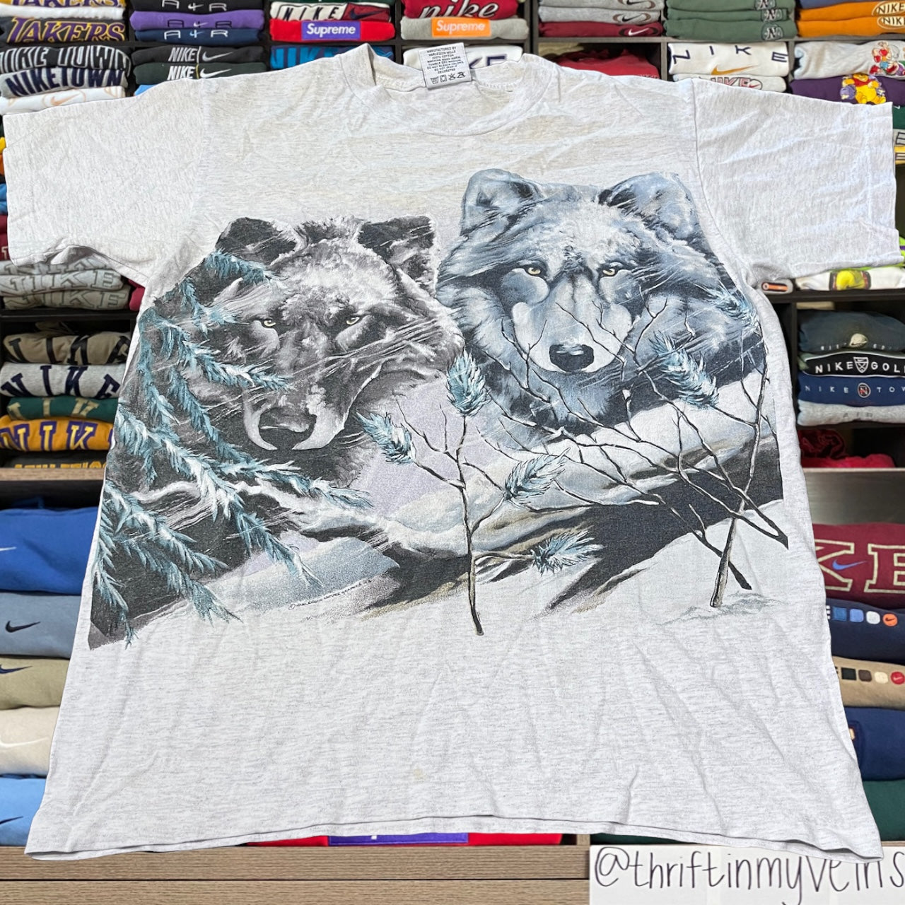 90s wolf nature big double sided print