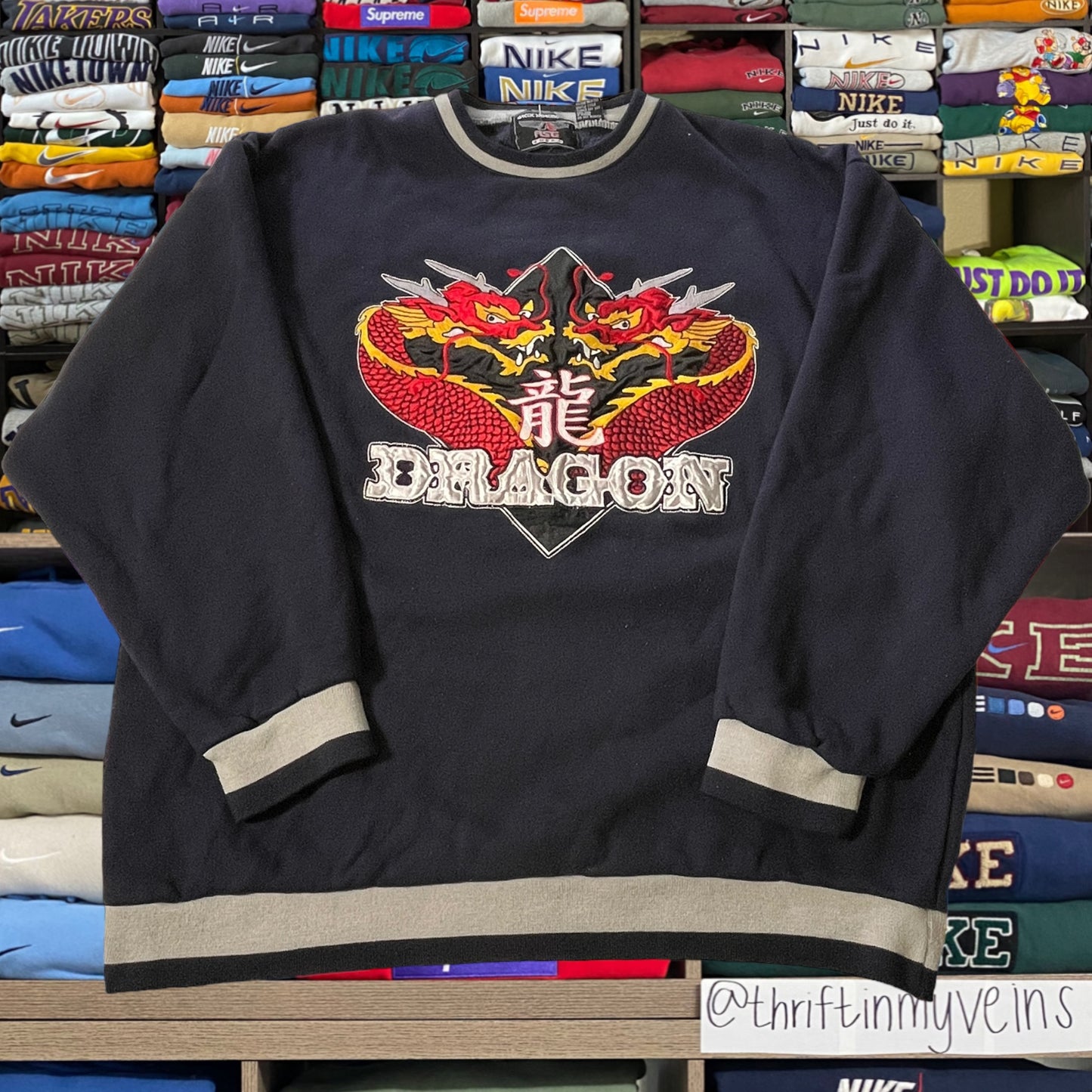 90s jnco style skater dragon embroidered logo