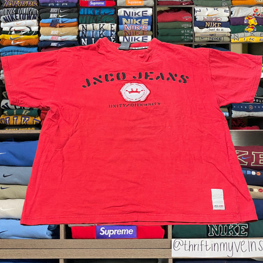 vintage y2k red jnco jeans shirt