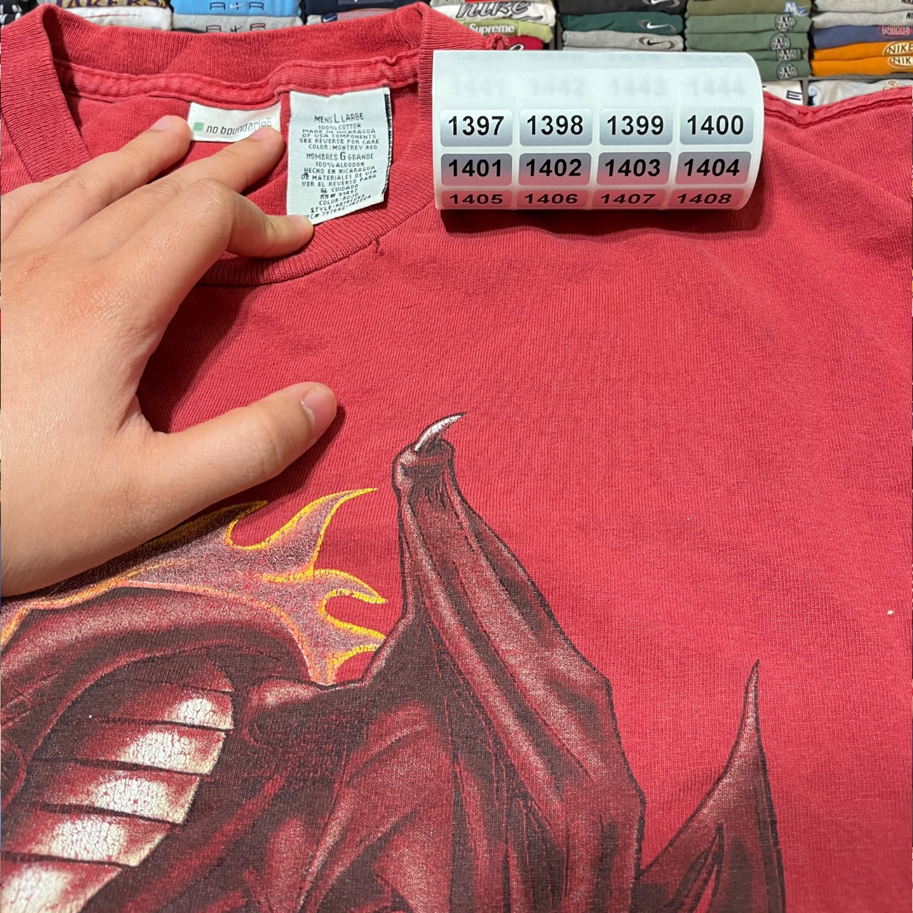 Y2k jnco style dragon flame skater shirt
