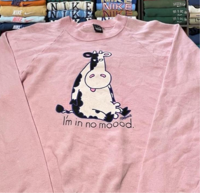 80s pink cow moo sweater (xlarge)