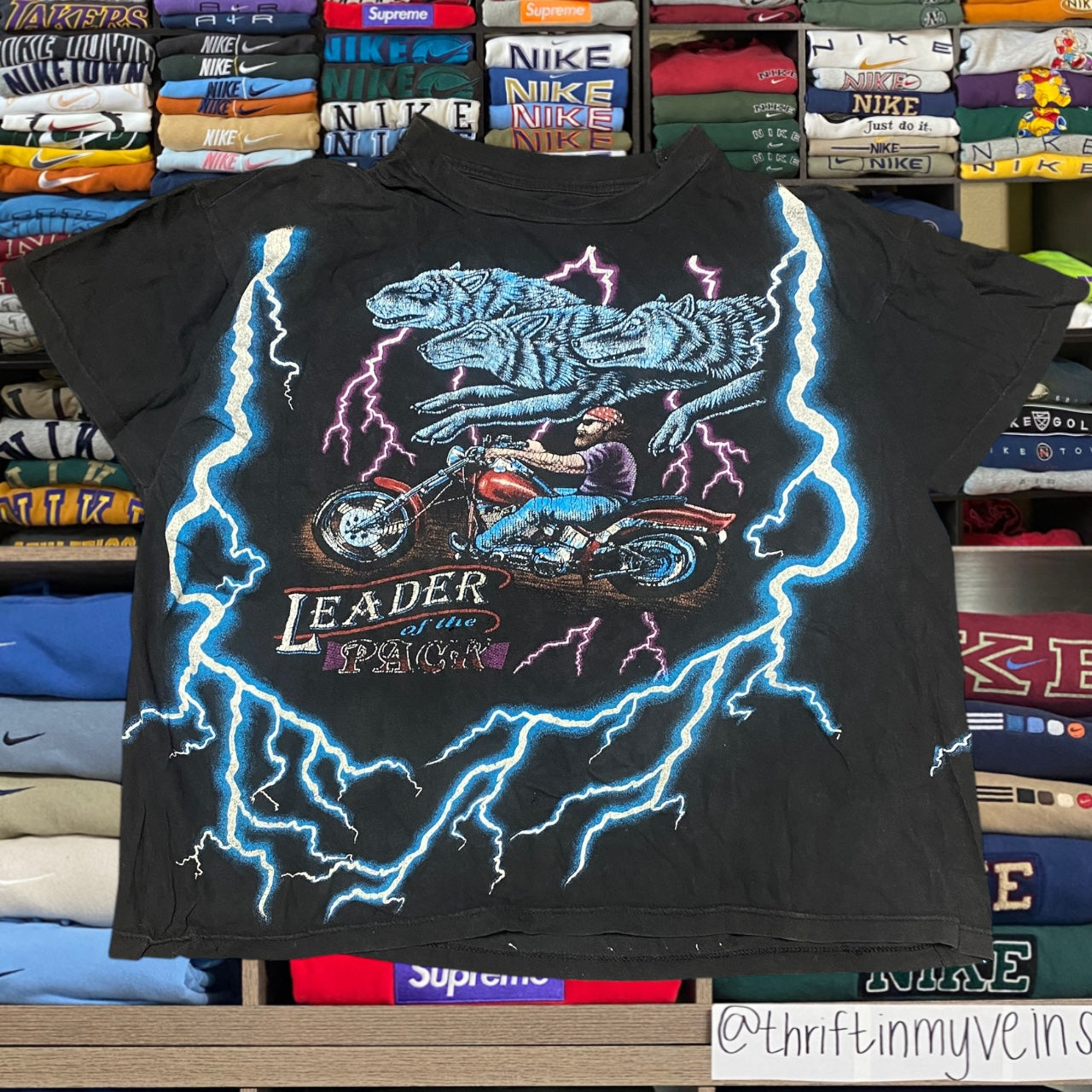 90s lightning biker shirt (large)