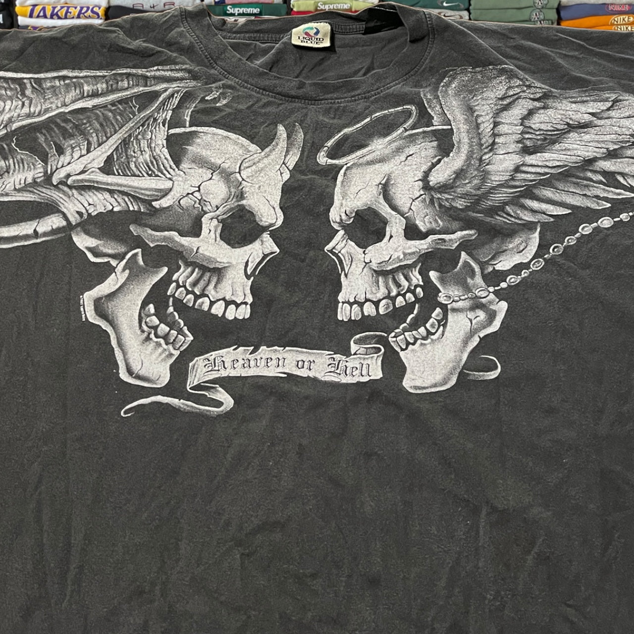 Vintage y2k liquid blue skeleton skull shirt