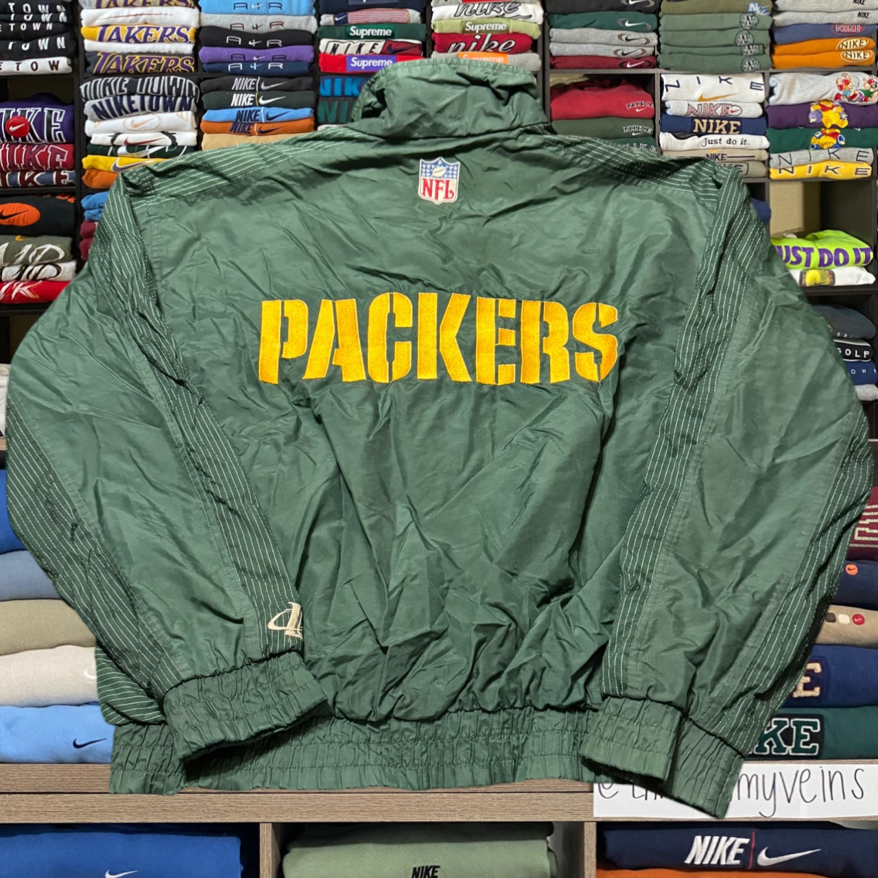90s green baypackers windbreaker (Large)