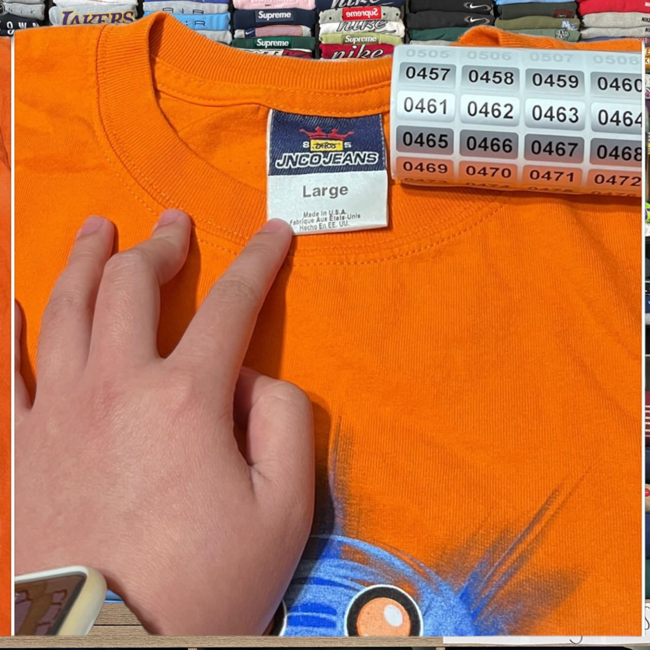 Y2K Jnco jeans orange shirt