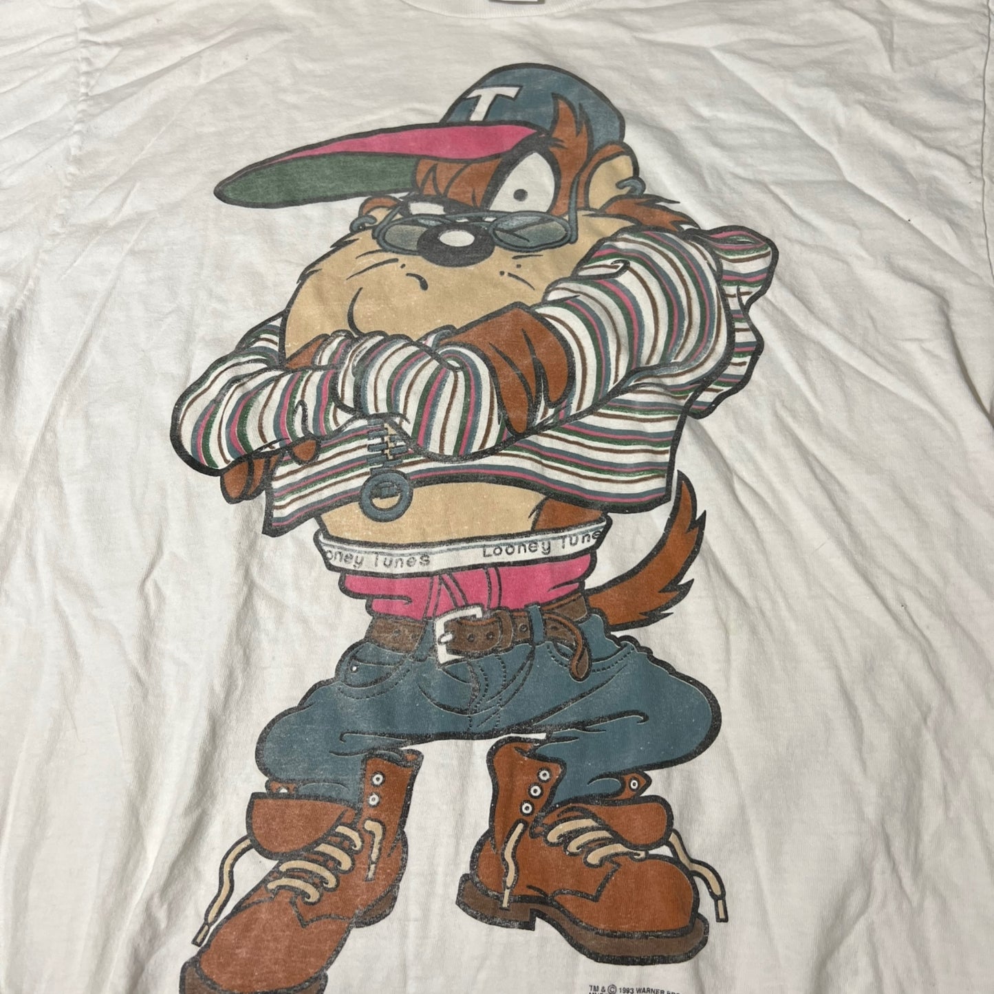 90s taz big print double sided shirt