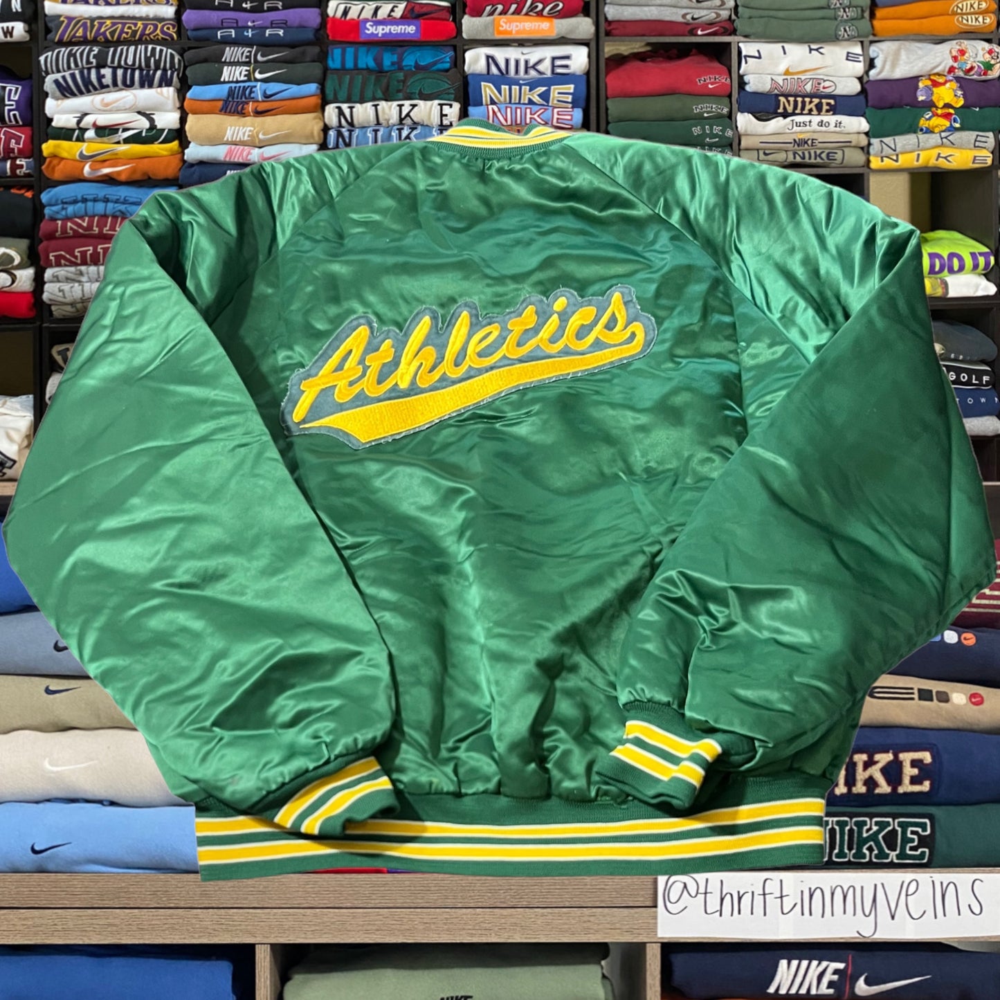 80s Oakland athletics satin jacket (large)
