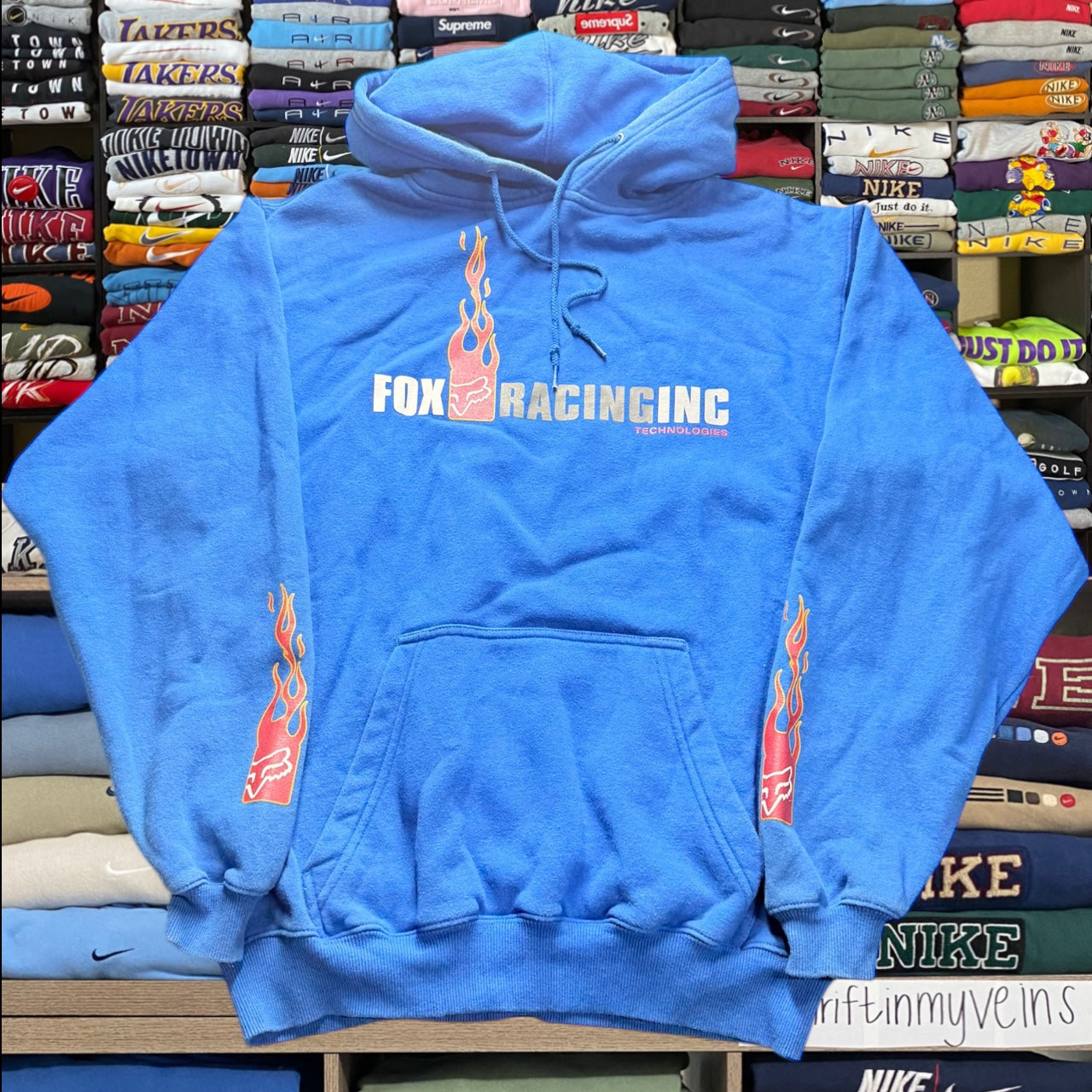 y2k fox racing blue hoodie (Medium)