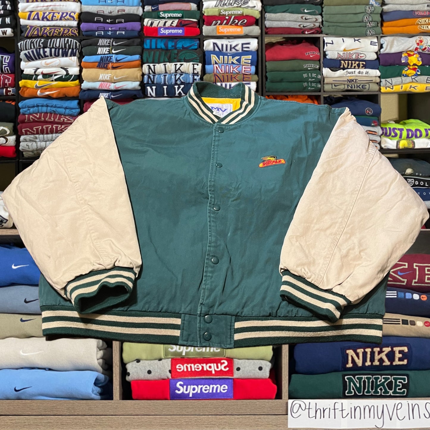 90s DEKALB green varsity jacket