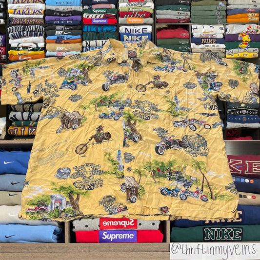 90s Harley Davidson biker motorcycle button up shirt