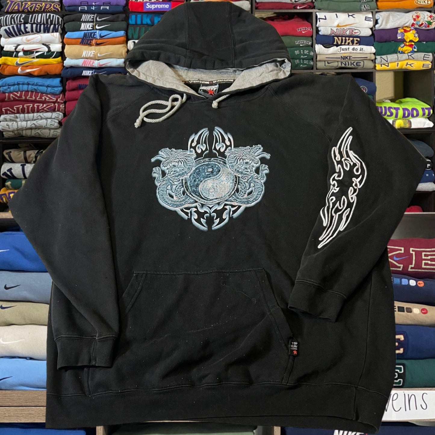 Y2K dragon Ying Yang skater hoodie top heavy