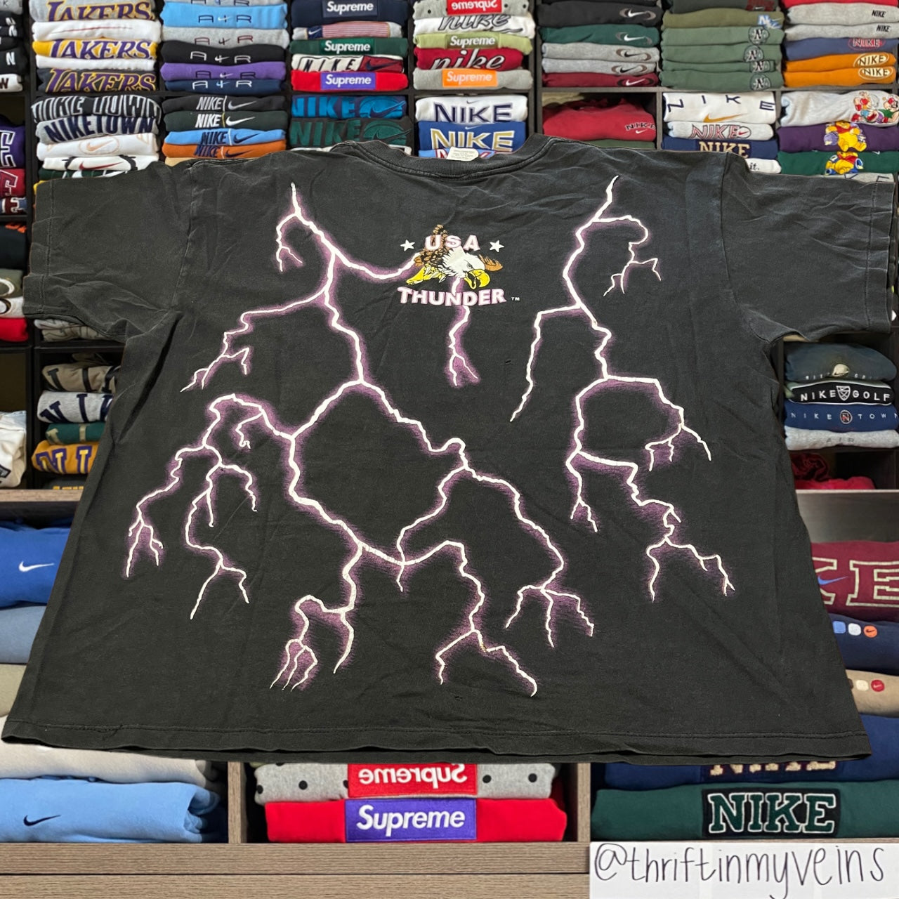 Vintage 90s american thunder wizard lightning shirt