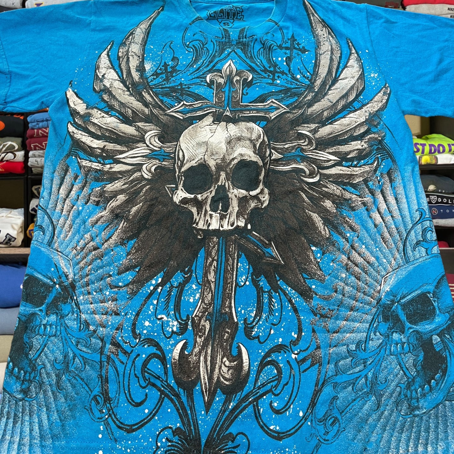 Y2K mma elite grunge emoji skeleton skull shirt