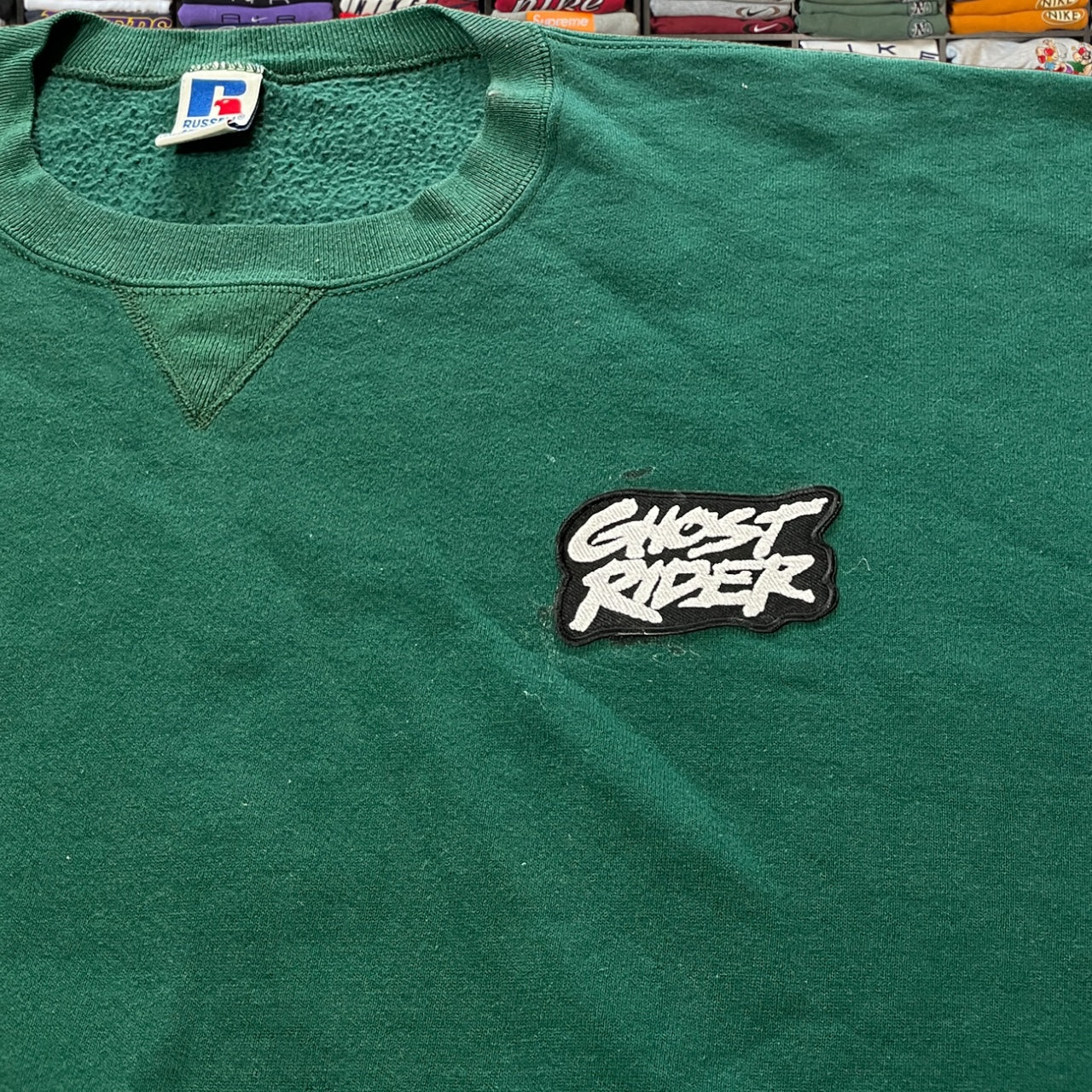 90s ghost rider green sweater