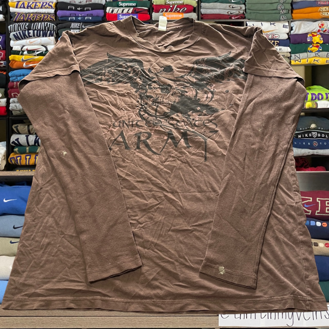 Brown skeleton skull shirt