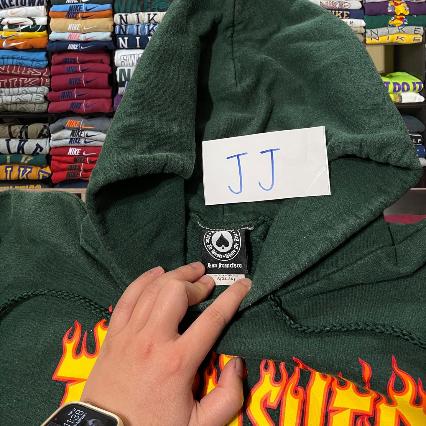 Y2K thrasher green hoodie
