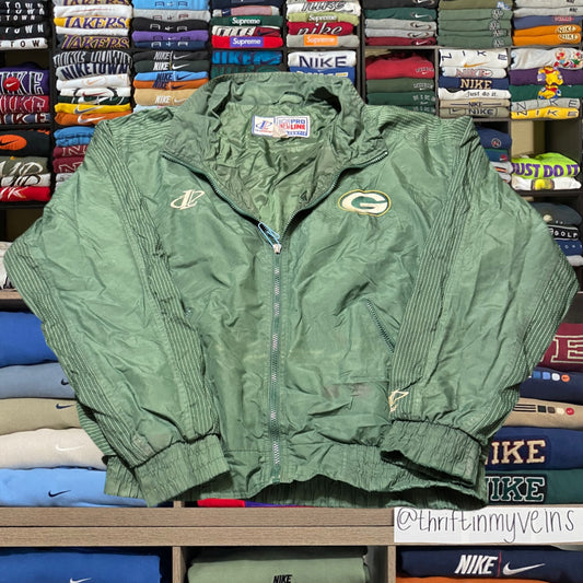 90s green baypackers windbreaker (Large)