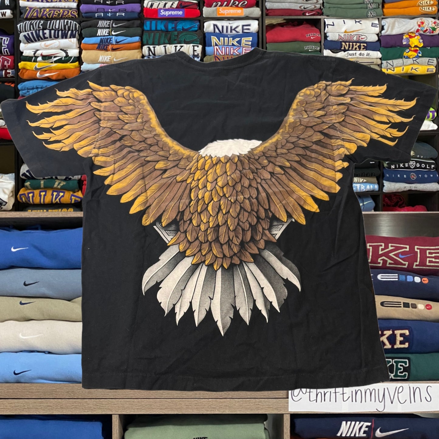 90s eagle biker all over print shirt