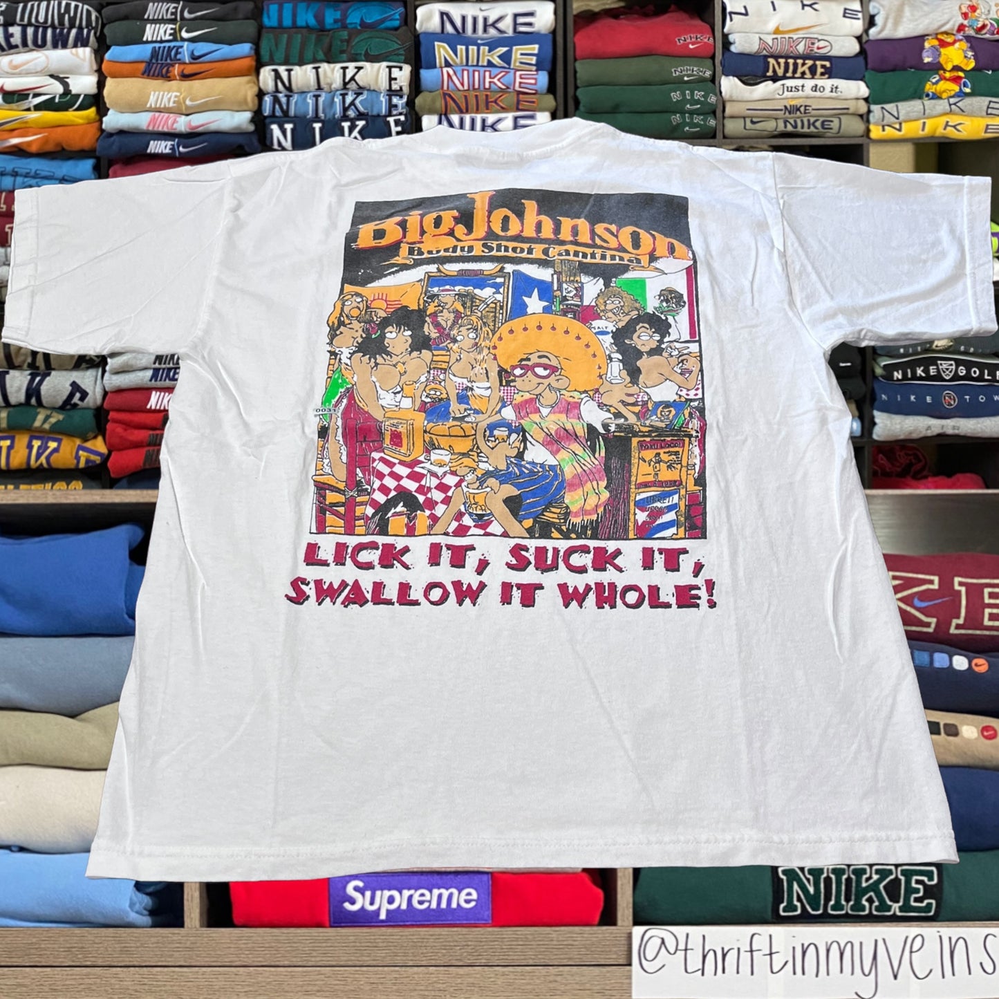 90s big johnson sexy humor shirt (large)