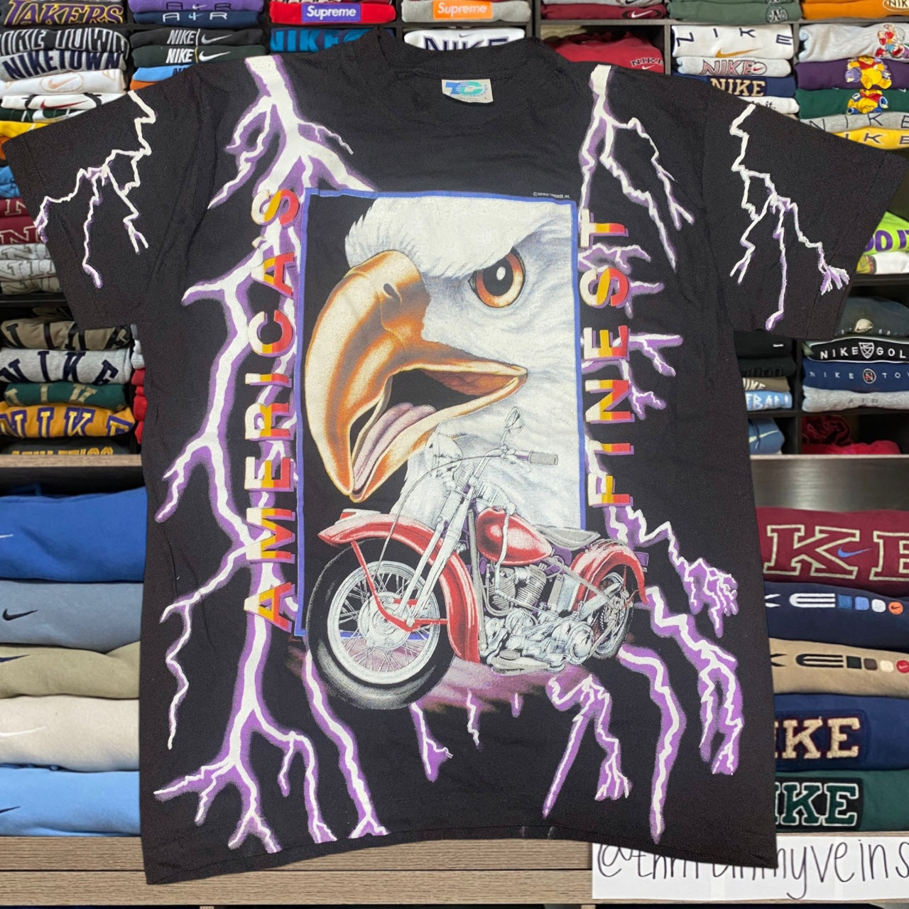 90s American thunder lightning eagle shirt (large)