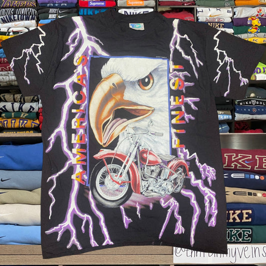 90s American thunder lightning eagle shirt (large)