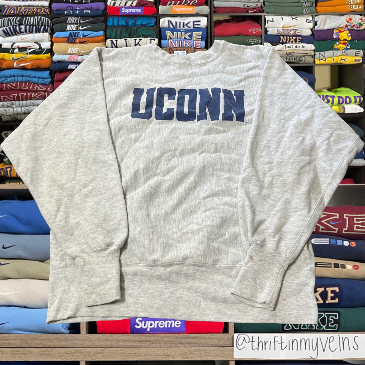 90s UConn huskies champion reverse weave