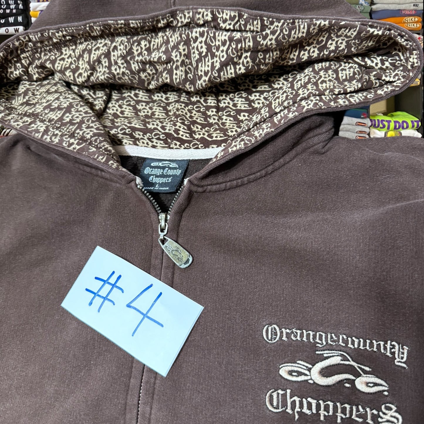 Y2K Orange County choppers brown full zip jacket