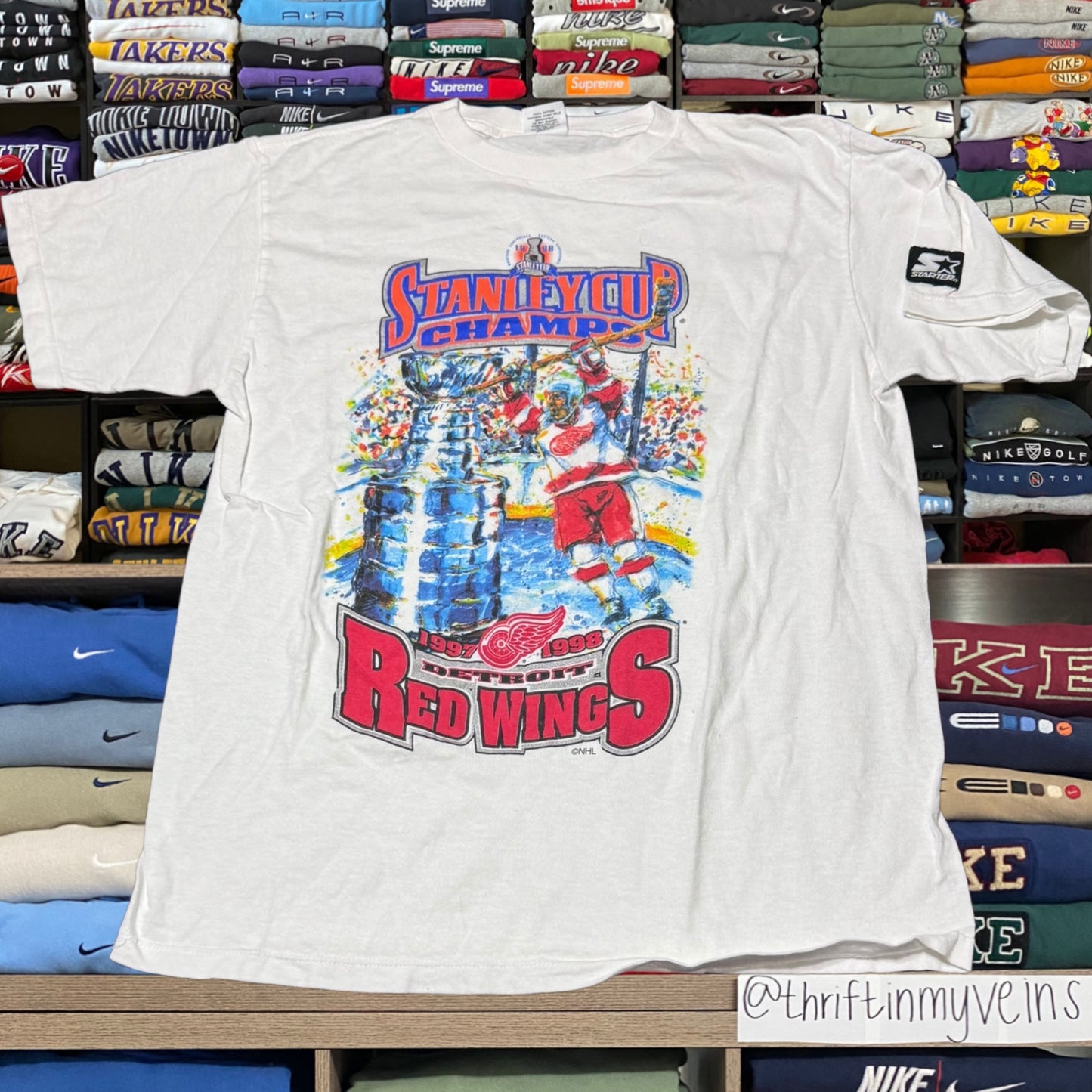 90s Detroit red wings nhl hockey shirt