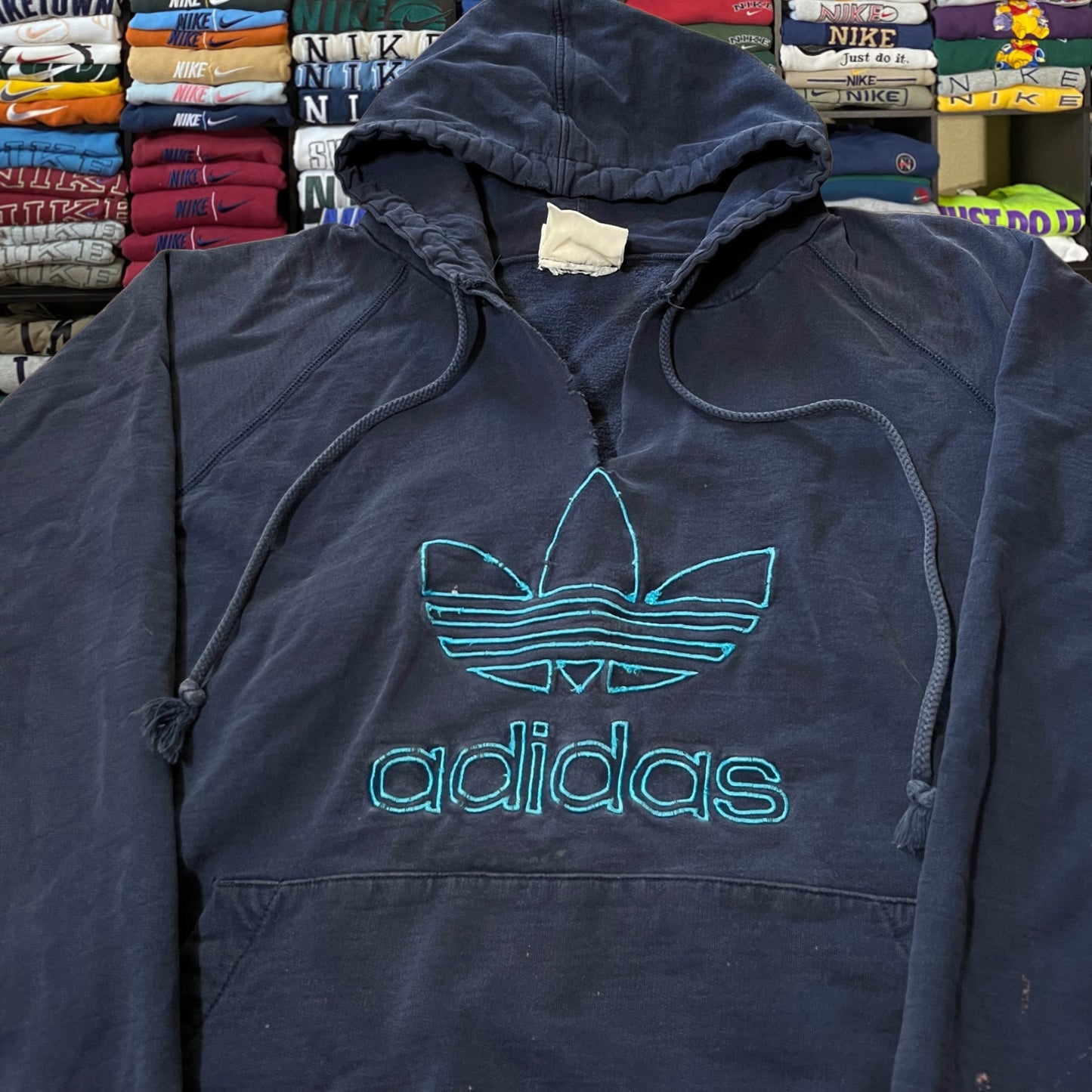 90s adidas embroidered logo hoodie