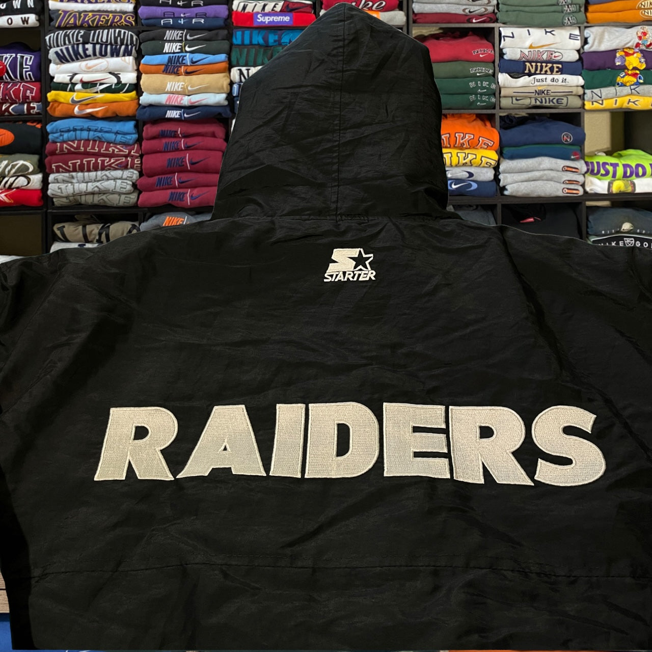 90s oakland raiders starter puffer jacket