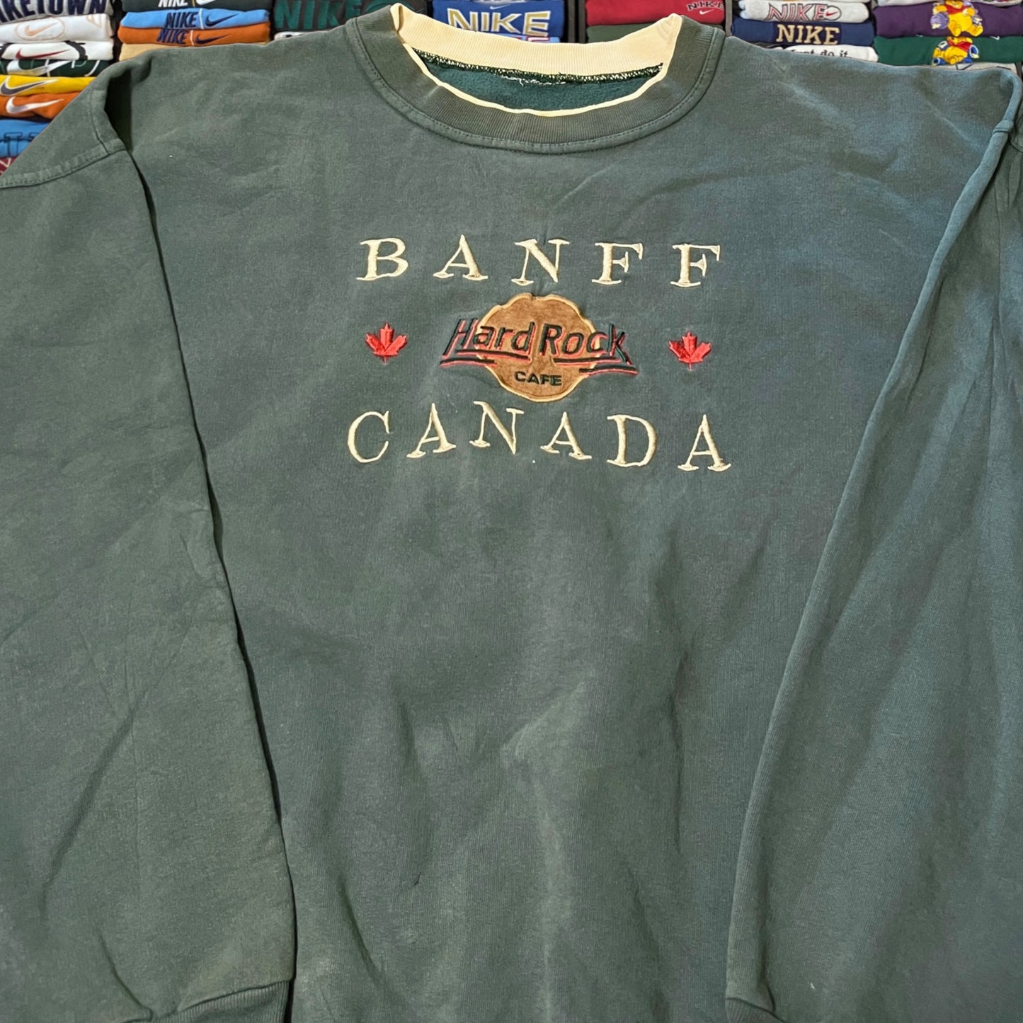 90s Canada banff hard rock green sweater