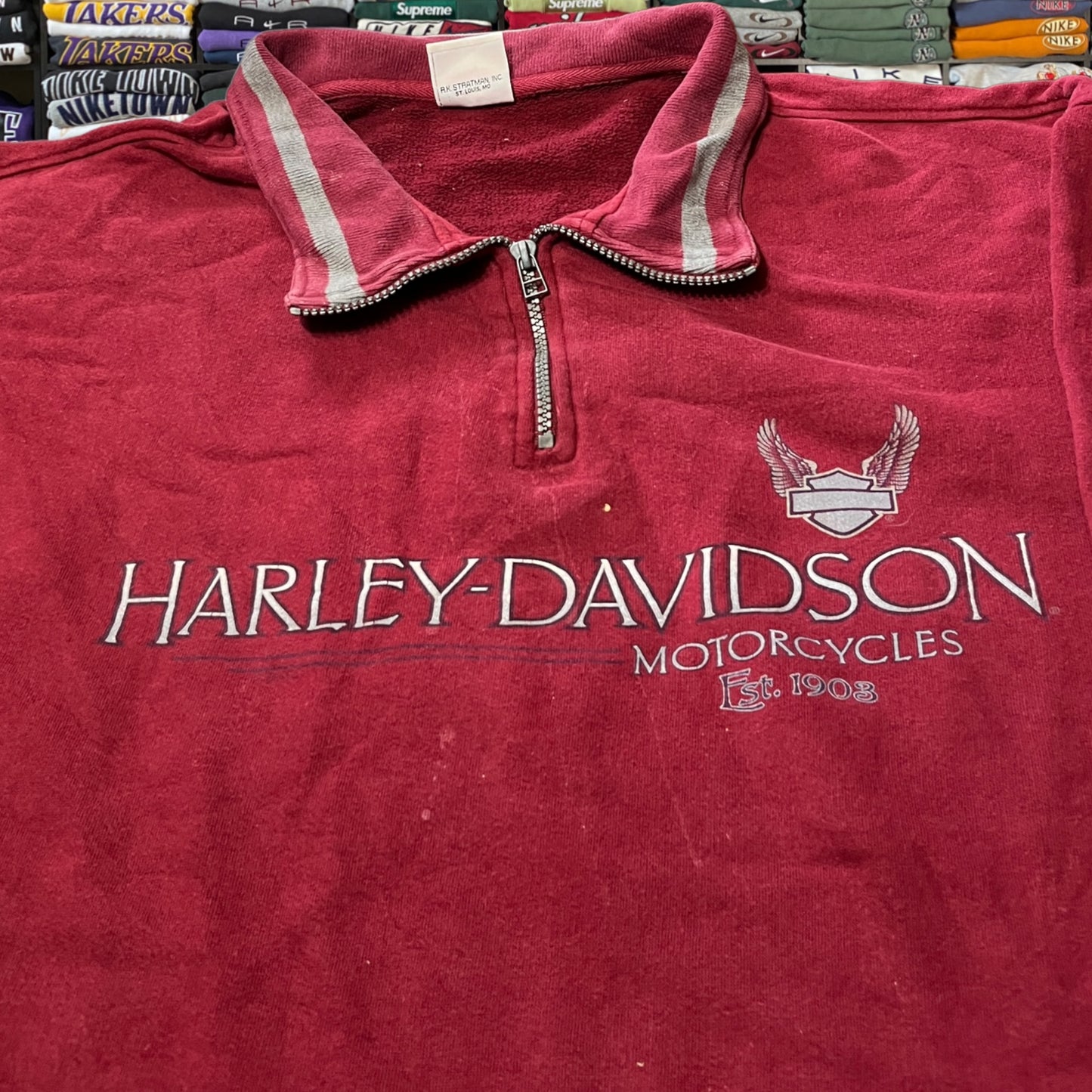 Y2K biker Harley Davidson quarter zip sweater