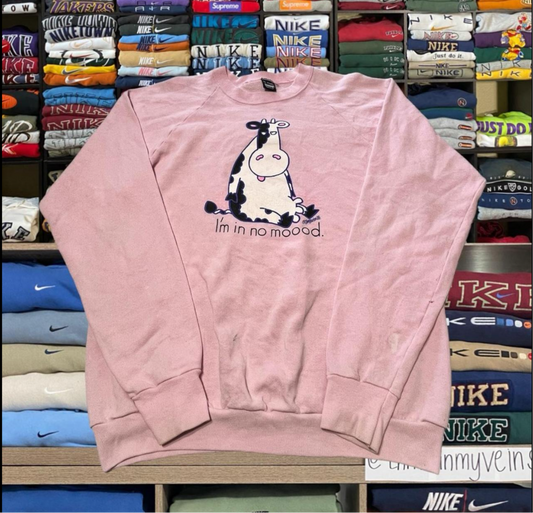 80s pink cow moo sweater (xlarge)