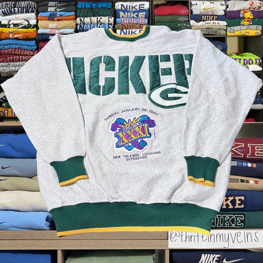90s Green Bay packers nfl football cross body logo sweater