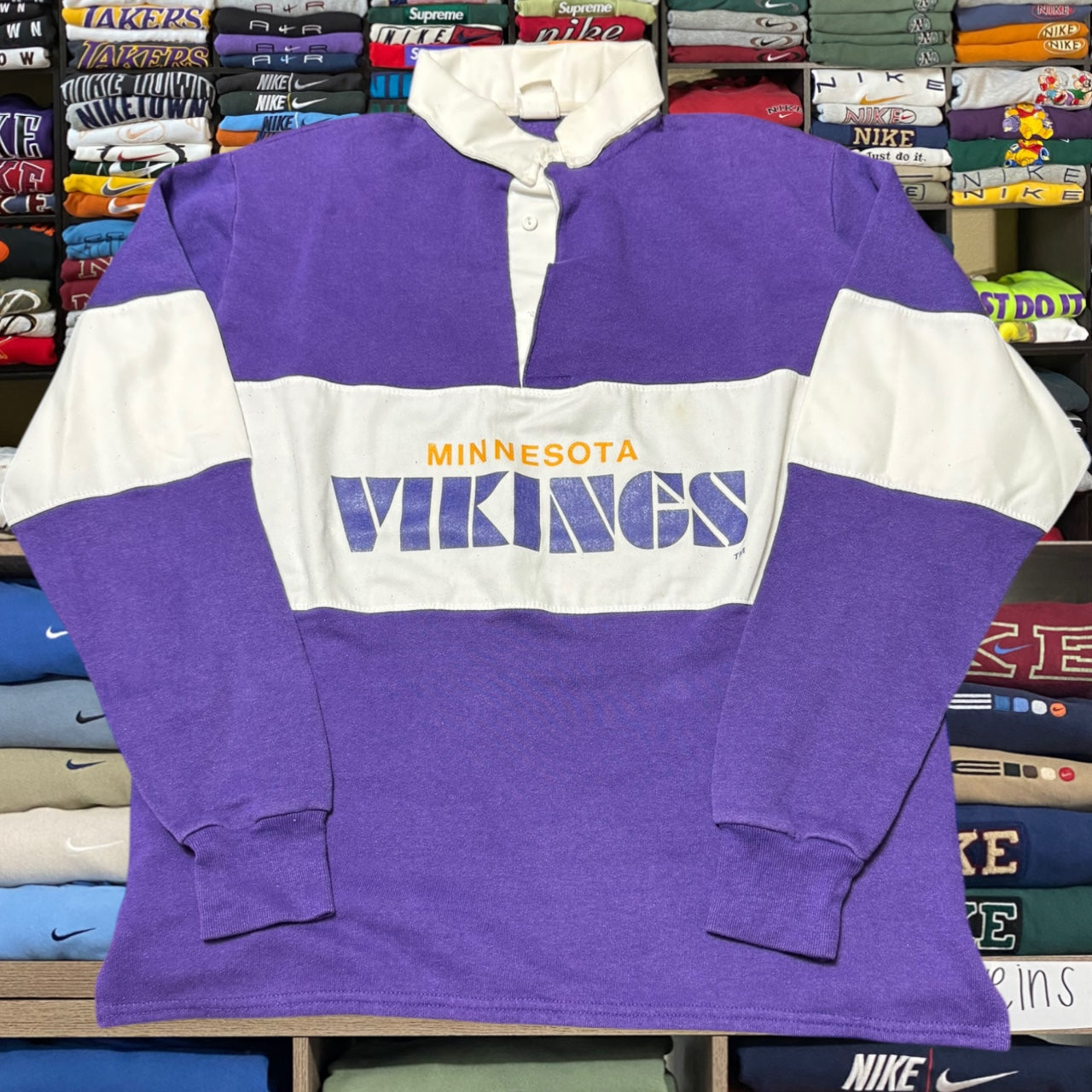 90s minnesota vikings collar sweater