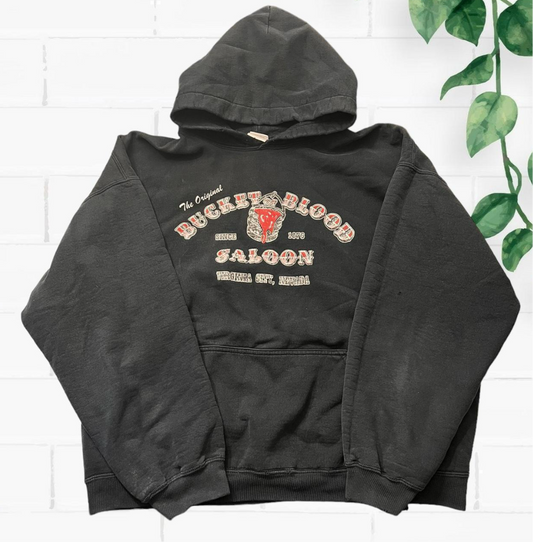 Vintage 90s bucket blood saloon biker hoodie
