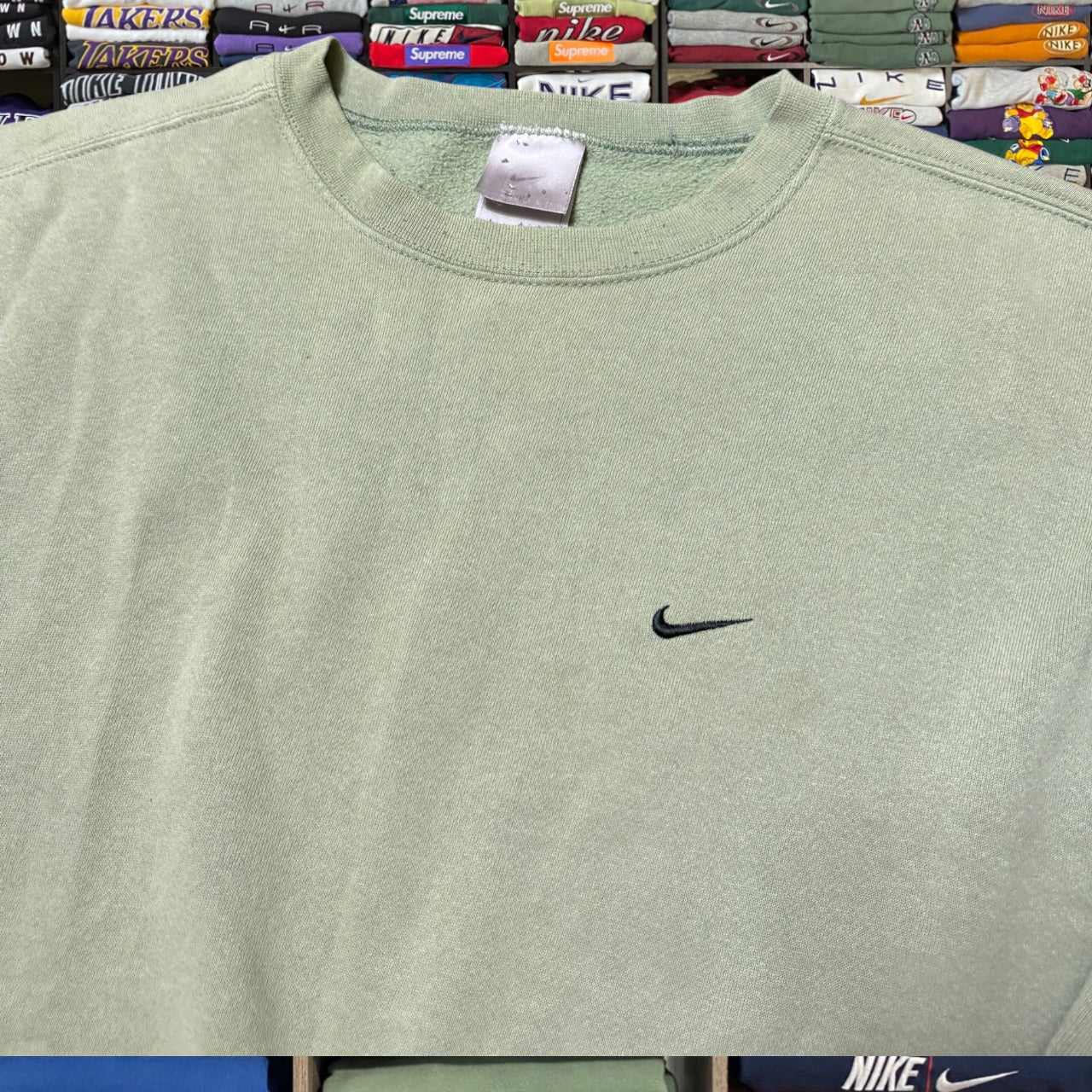 y2k 2001 nike pistachio sweater (xlarge)
