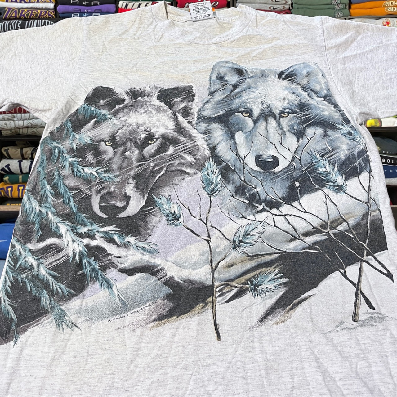 90s wolf nature big double sided print