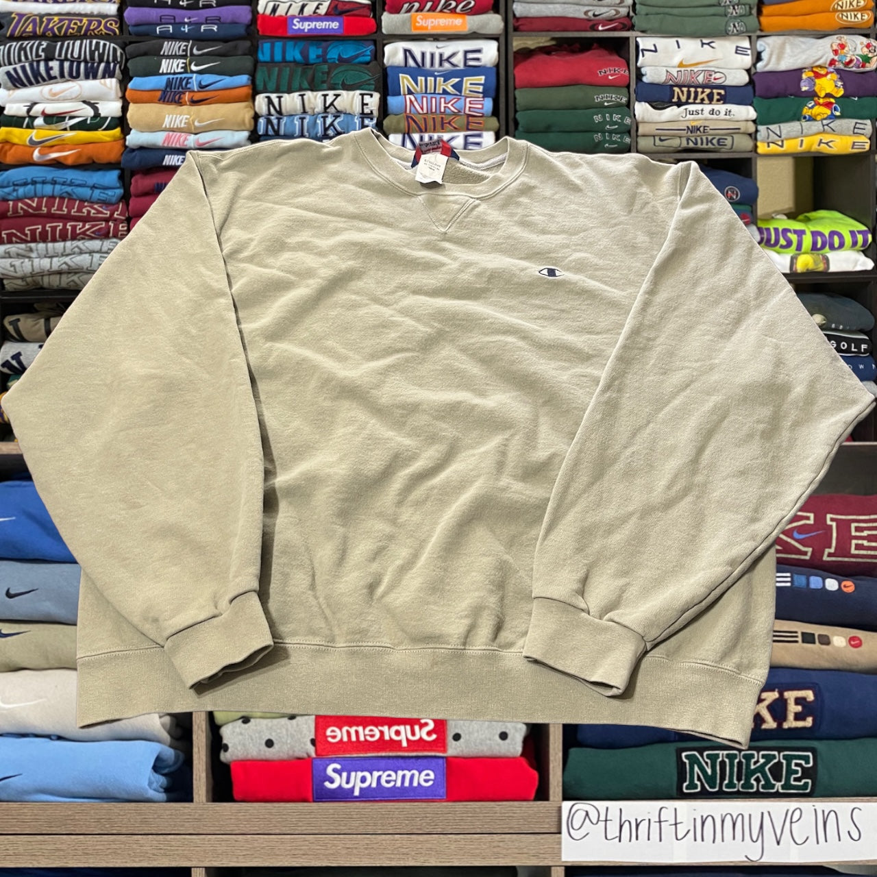 Y2K 2001 honey dew color champion sweater