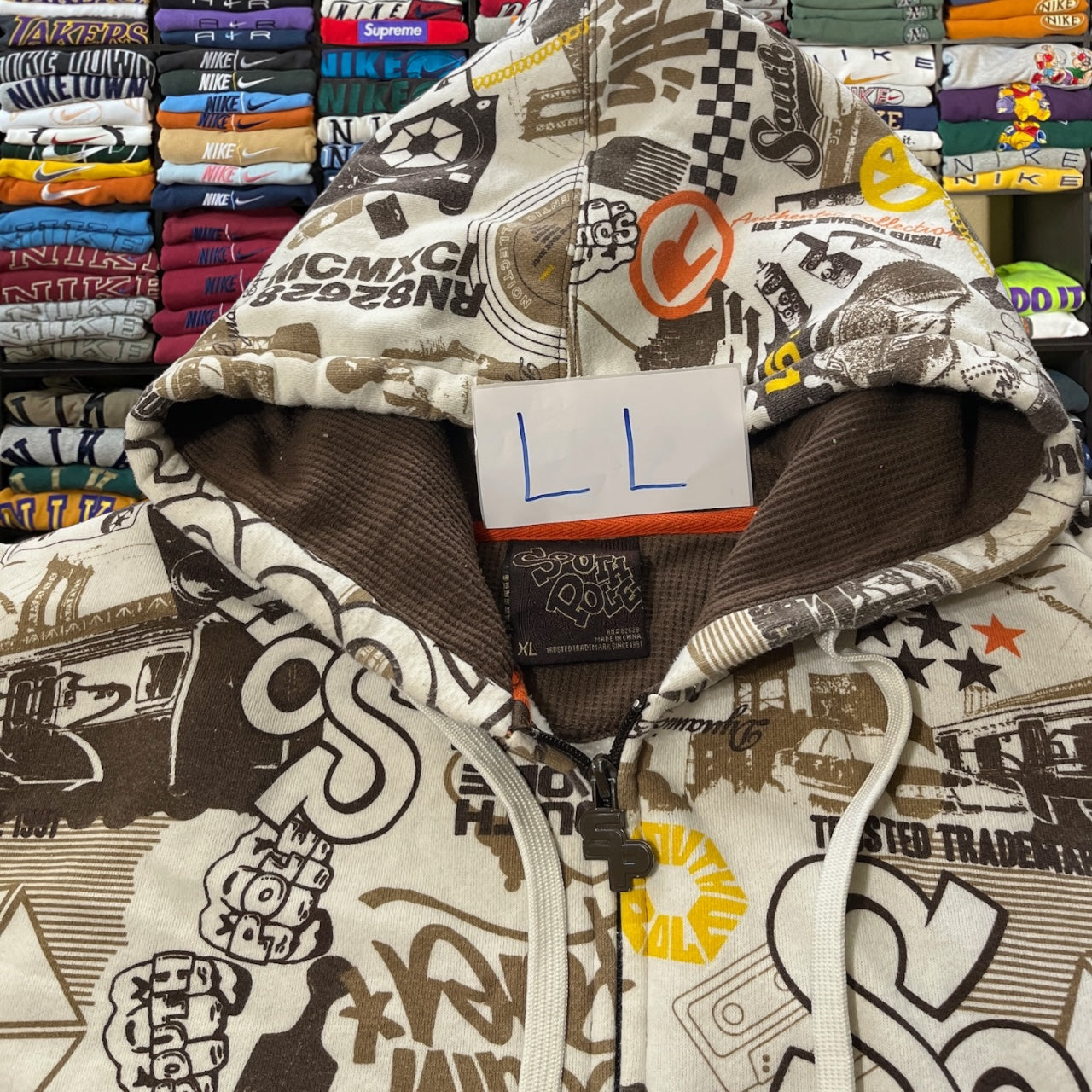 Y2K South Pole all over print hoodie